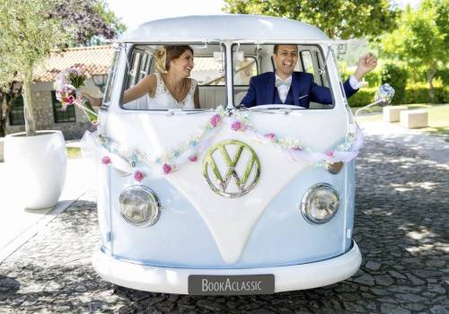 Volkswagen Camper Van, perfect car to hire for bride and groom going to wedding reception